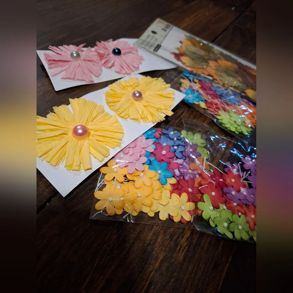Paper Flower Floral Paper Crafts Mixed Media Scrapbook Art Supply  Embellishment
